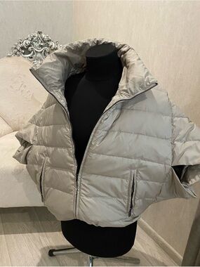 Armani Collezioni Light Gray Quilted Puffer Jacket